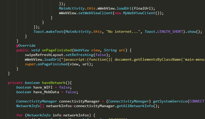 Как в webview задать стили для сайта на java в android studio