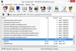 Размещение файла cert.rsa в папке meta-inf в apk файле
