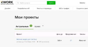 Размещенный проект на бирже кворка